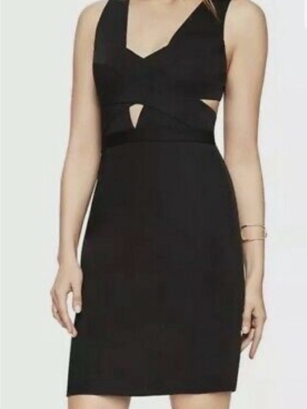 BCBGMaxAzria Black Cutout V-Neck Mini Dress